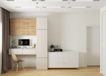 Фото № 6: Дизайн-проект трехкомнатной квартиры 79.8  м² Современный стиль для ЖК Московский