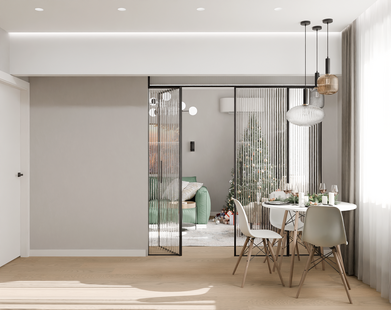 Фото № 3: Дизайн-проект однокомнатной квартиры 32.6  м² Стиль Модернизм для ЖК Московский