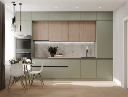 Фото № 2: Дизайн-проект однокомнатной квартиры 32.6  м² Стиль Модернизм для ЖК Московский