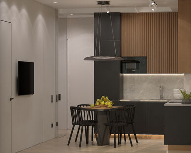 Фото № 2: Дизайн-проект четырехкомнатной квартиры 61.5  м² Современный стиль для ЖК Прокшино