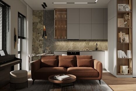 Фото № 5: Дизайн-проект трехкомнатной квартиры 58.61  м² Стиль Модернизм для ЖК Павелецкая Сити