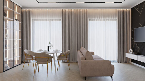 Фото № 3: Дизайн-проект трехкомнатной квартиры 62.8  м² Стиль Модернизм для ЖК Слава