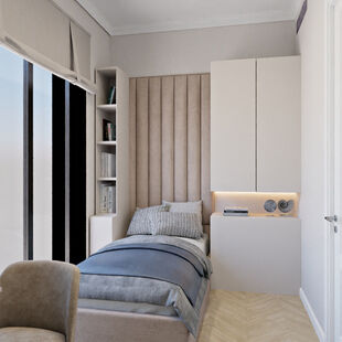 Фото № 5: Дизайн-проект трехкомнатной квартиры 62.8  м² Стиль Модернизм для ЖК Слава