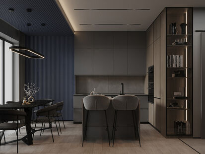 Фото № 3: Дизайн-проект двухкомнатной квартиры 57.3  м² Стиль Модернизм для ЖК Изумрудные Холмы