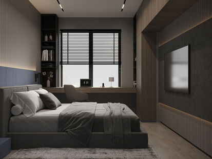 Фото № 6: Дизайн-проект двухкомнатной квартиры 57.3  м² Стиль Модернизм для ЖК Изумрудные Холмы