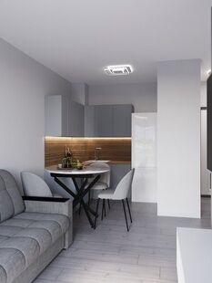 Фото № 4: Дизайн-проект двухкомнатной квартиры 36.8  м² Современный стиль для ЖК Профит