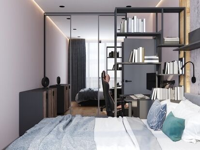 Фото № 5: Дизайн-проект двухкомнатной квартиры 38.78  м² Стиль Лофт для ЖК Инновация