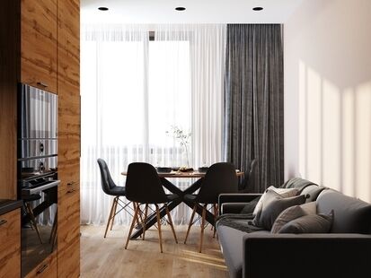 Фото № 4: Дизайн-проект двухкомнатной квартиры 38.78  м² Стиль Лофт для ЖК Инновация