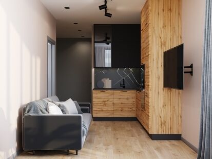 Фото № 2: Дизайн-проект двухкомнатной квартиры 38.78  м² Стиль Лофт для ЖК Инновация