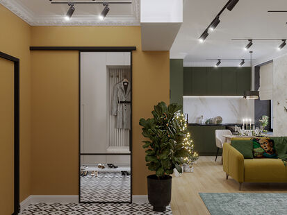 Фото № 6: Дизайн-проект двухкомнатной квартиры 52.24  м² Стиль Модернизм для ЖК в г. Красноярск