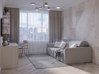 Фото № 1: Дизайн-проект двухкомнатной квартиры 68.97  м² Стиль Модернизм для ЖК Переделкино Ближнее