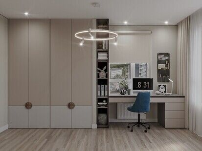 Фото № 1: Дизайн-проект четырехкомнатной квартиры 79.5  м² Современный стиль для ЖК Древо