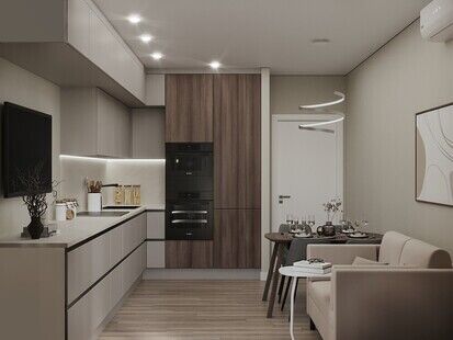 Фото № 5: Дизайн-проект четырехкомнатной квартиры 79.5  м² Современный стиль для ЖК Древо