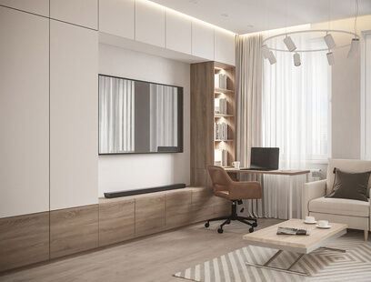 Фото № 5: Дизайн-проект 2-х комнатной квартиры 57.71 кв.м Стиль Модернизм для ЖК Московский