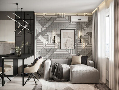 Фото № 1: Дизайн-проект двухкомнатной квартиры 37.0  м² Стиль Модернизм для ЖК Алхимово