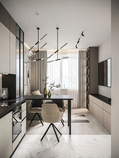 Фото № 5: Дизайн-проект двухкомнатной квартиры 37.0  м² Стиль Модернизм для ЖК Алхимово