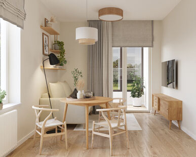 Фото № 3: Дизайн-проект трехкомнатной квартиры 55.38  м² Скандинавский стиль для ЖК Серебрица