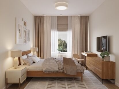 Фото № 6: Дизайн-проект трехкомнатной квартиры 55.38  м² Скандинавский стиль для ЖК Серебрица