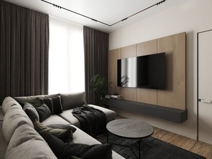 Фото № 3: Дизайн-проект двухкомнатной квартиры 38.51  м² Стиль Лофт для ЖК Кронштадтский 9