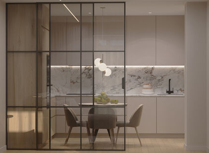 Фото № 2: Дизайн-проект двухкомнатной квартиры 50.52  м² Стиль Контемпорари для ЖК Дубравинский