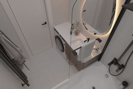 Фото № 5: Дизайн-проект двухкомнатной квартиры 50.52  м² Стиль Контемпорари для ЖК Дубравинский