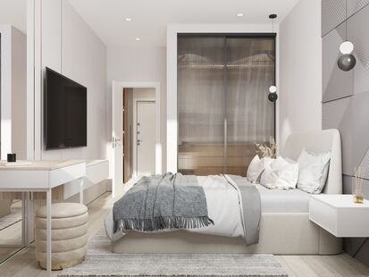 Фото № 2: Дизайн-проект двухкомнатной квартиры 37.29  м² Стиль Модернизм для ЖК Сиреневый парк