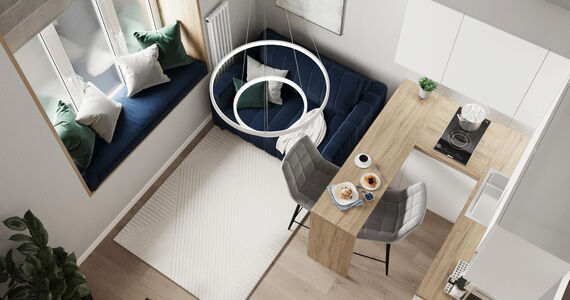 Фото № 6: Дизайн-проект однокомнатной квартиры 26.0  м² Скандинавский стиль для ЖК Московский