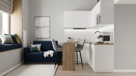 Фото № 5: Дизайн-проект однокомнатной квартиры 26.0  м² Скандинавский стиль для ЖК Московский