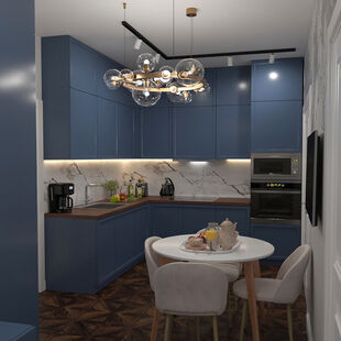 Фото № 5: Дизайн-проект двухкомнатной квартиры 36.4  м² Современный стиль для ЖК Level Нагатинская