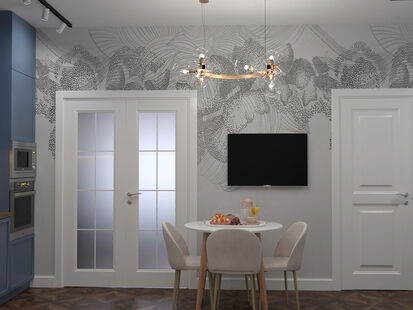 Фото № 3: Дизайн-проект двухкомнатной квартиры 36.4  м² Современный стиль для ЖК Level Нагатинская