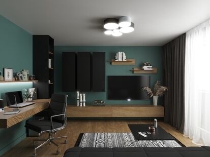 Фото № 1: Дизайн-проект однокомнатной квартиры 52.3  м² Современный стиль для ЖК Орехово-Борисово