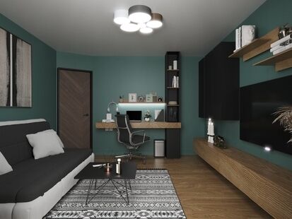 Фото № 3: Дизайн-проект однокомнатной квартиры 52.3  м² Современный стиль для ЖК Орехово-Борисово