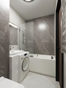 Фото № 2: Дизайн-проект однокомнатной квартиры 52.3  м² Современный стиль для ЖК Орехово-Борисово