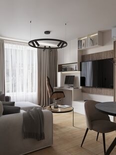 Фото № 6: Дизайн-проект трехкомнатной квартиры 55.6  м² Стиль Модернизм для ЖК Полярная 25