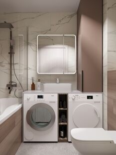 Фото № 2: Дизайн-проект трехкомнатной квартиры 55.6  м² Стиль Модернизм для ЖК Полярная 25