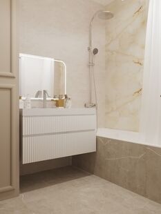 Фото № 6: Дизайн-проект однокомнатной квартиры 44.1  м² Современный стиль для ЖК в г. Чита