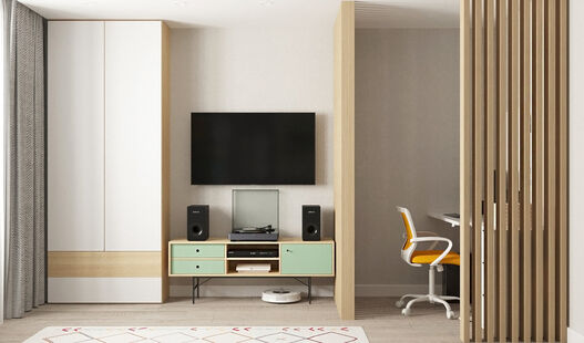 Фото № 6: Дизайн-проект однокомнатной квартиры 40.55  м² Скандинавский стиль для ЖК Московский