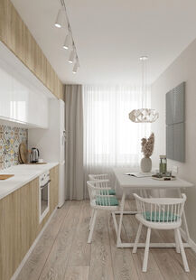 Фото № 2: Дизайн-проект однокомнатной квартиры 40.55  м² Скандинавский стиль для ЖК Московский