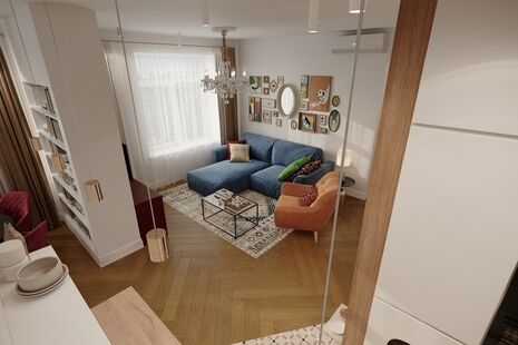 Фото № 1: Дизайн-проект трехкомнатной квартиры 73.3  м² Стиль Эклектика для ЖК Кутузов Град 2