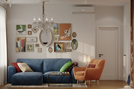 Фото № 2: Дизайн-проект трехкомнатной квартиры 73.3  м² Стиль Эклектика для ЖК Кутузов Град 2