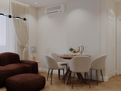 Фото № 2: Дизайн-проект двухкомнатной квартиры 45.5  м² Стиль Контемпорари для ЖК Перовское 2