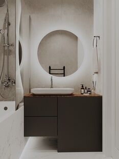 Фото № 5: Дизайн-проект двухкомнатной квартиры 45.5  м² Стиль Контемпорари для ЖК Перовское 2