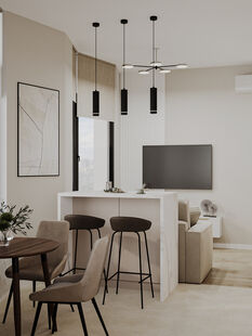 Фото № 3: Дизайн-проект трехкомнатной квартиры 51.31  м² Современный стиль для ЖК ЗИЛ АРТ