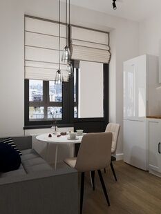 Фото № 4: Дизайн-проект однокомнатной квартиры 33.63  м² Стиль Модернизм для ЖК Талисман