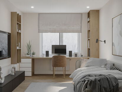 Фото № 1: Дизайн-проект четырехкомнатной квартиры 97.0  м² Современный стиль для ЖК Кутузов Град 2