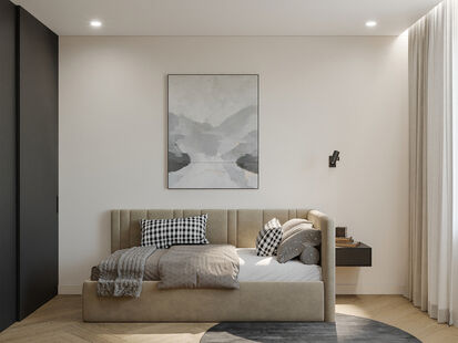 Фото № 2: Дизайн-проект четырехкомнатной квартиры 97.0  м² Современный стиль для ЖК Кутузов Град 2