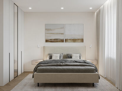 Фото № 5: Дизайн-проект четырехкомнатной квартиры 97.0  м² Современный стиль для ЖК Кутузов Град 2