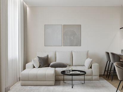 Фото № 3: Дизайн-проект четырехкомнатной квартиры 97.0  м² Современный стиль для ЖК Кутузов Град 2