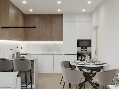 Фото № 4: Дизайн-проект четырехкомнатной квартиры 97.0  м² Современный стиль для ЖК Кутузов Град 2