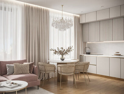 Фото № 4: Дизайн-проект трехкомнатной квартиры 61.1  м² Современная классика для ЖК Новоданиловская 8